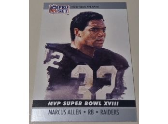 1990 NFL Pro Set:  Marcus Allen (Super Bowl XVIII MVP Card)