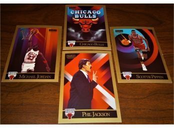 1990 Skybox:  Chicago Bulls Team Card Notables {4 Card Lot}