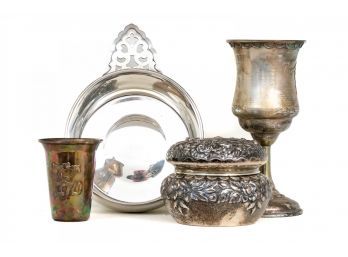 Collection Of Sterling And Silverplate Table Top Items With Judaica    7.39 Weighable T.O