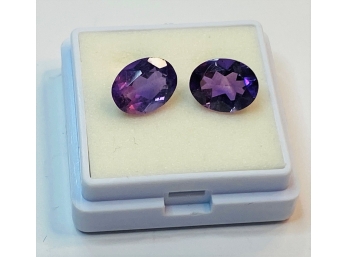 Pair Of 2 - 3.5 Carat ---10x8mm Oval Cut Amethyst Loose Gemstones