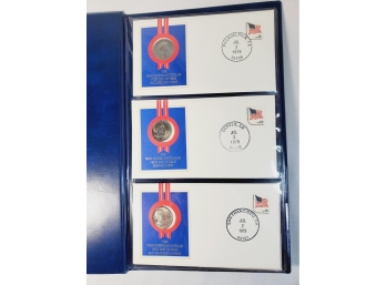 The American Dollar First Day  1979 P,D,S Susan B Anthony First Day Covers 3 Coin Set In Folder