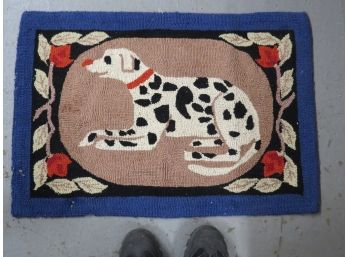 A Hand Knotted Very Colorful Spotted Dalmatian Throw Rug
