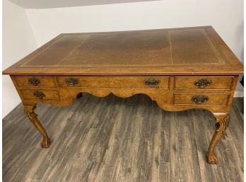 Leather Top Antique Wooden Writing Desk With Claw Feet