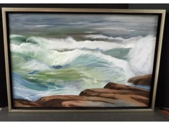 Oil On Canvas Entitled Storm Signed Hildagreen Demsky