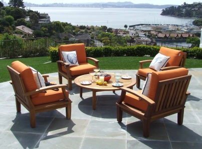 Teak outdoor furniture with cushions