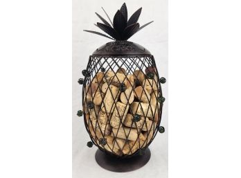 Wine Decor Metal Pineapple Cork Holder - About 12' Tall