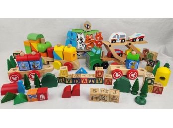 Kids Wooden Blocks And Toys Lot