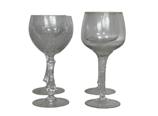 (2) PAIRS Of SIGNED RED WINE GLASSES