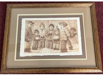 PENCIL SIGNED 'SNOWBALL FIGHT' ETCHING