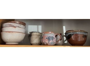 GROUPING OF MOSTLY HANDMADE POTTERY