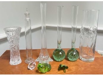 GROUPING of MISCELLANEOUS GLASS VASES ETC
