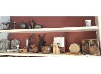 (2) SHELVES of USEFUL and DECORATIVE ITEMS
