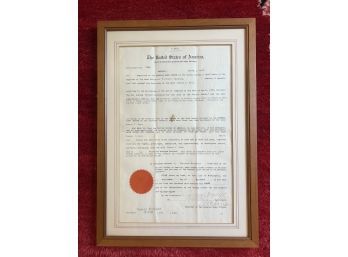FRAMED 1908 UNITED STATES LAND DOCUMENT