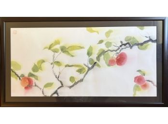 SIGNED ASIAN FRUIT TREE WATERCOLOR