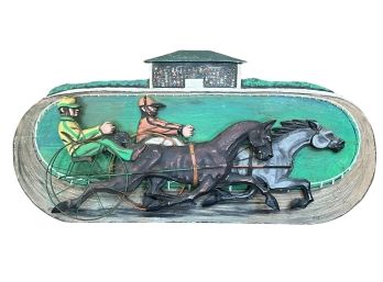 JARVIS BOONE MCM FOLK ART HORSE RACE WALL HANGING