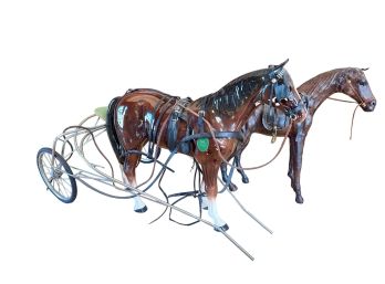 CERAMIC HARNESS RACING HORSE w/ PAPER MACHE HORSE