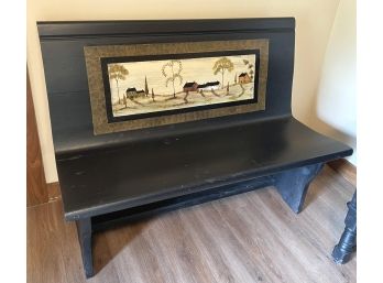 HAND PAINTED FOLK ART BENCH SIGNED STOTZ