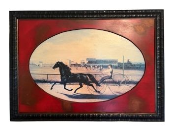 FRAMED HORSE RACING LITHOGRAPH