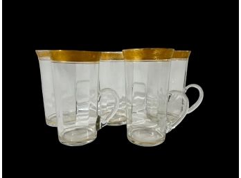 SET OF (5) GOLD RIMMED TEA GLASS