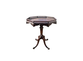 CARVED MAHOGANY OCTAGONAL TEA TABLE