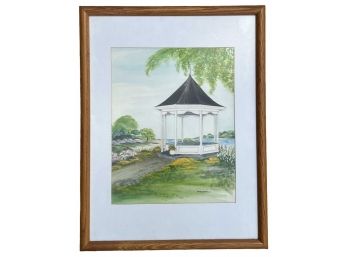 M. MONTEMBAULT 'GAZEBO WITH A VIEW' WATERCOLOR