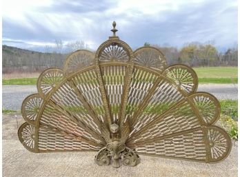 VICTORIAN GRIFFIN FORM BRASS FIREPLACE SCREEN