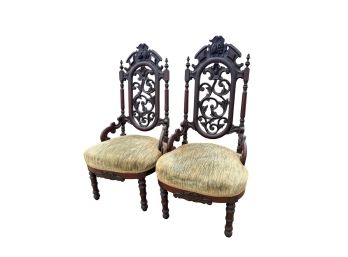 (2) NICELY CARVED VICTORIAN SIDE CHAIRS