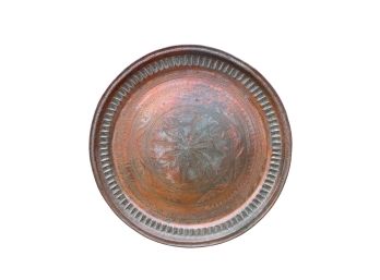 LARGE INDIAN CHASED COPPER TRAY