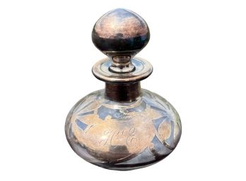 STERLING SILVER OVERLAY PERFUME BOTTLE