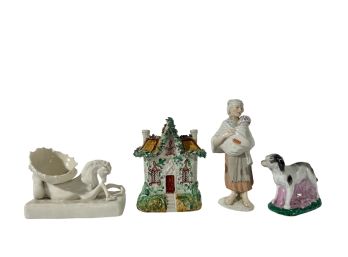 (4) ANTIQUE PORCELAIN FIGURAL GROUPS