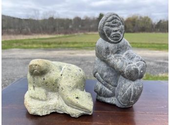 (2) INUIT FIGURAL STONE CARVINGS