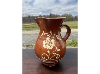 GLAZED REDWARE PITCHER