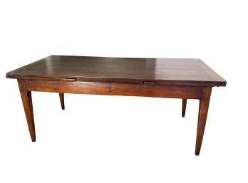 19th C. OAK FARM TABLE WITH BREAD BOARD ENDS