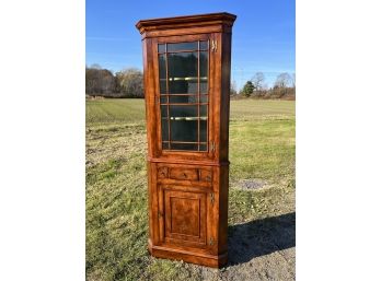 (Early 20th c) BIRDSEYE MAPLE CORNER CUPBOARD