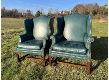 PAIR OF KITTINGER LEATHER EASY CHAIRS