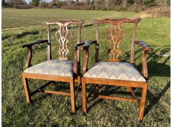 PAIR OF CHIPPENDALE STYLE MAHOGANY ARMCHAIRS