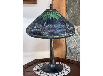 LEADED GLASS DRAGONFLY TABLE LAMP