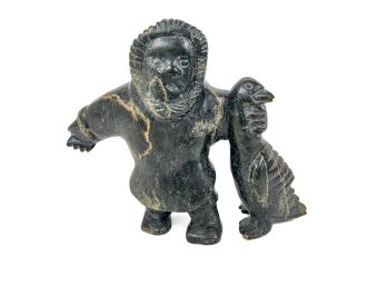 INUIT CARVED MARBLE FIGURE GROUP