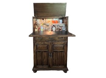 ETHAN ALLEN QUALITY OAK LIFT TOP BAR