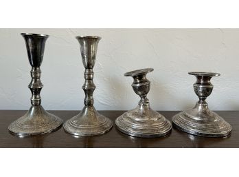 (2) PAIRS Of WEIGHTED STERLING CANDLESTICKS