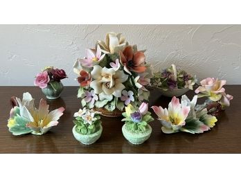 CAPODIMONTE & ROYAL ADDERLY PORCELAIN FLOWERS