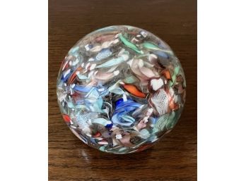 LARGE 4 INCH MURANO GLASS CONFETTI PAPERWEIGHT