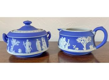 WEDGWOOD COBALT JASPERWARE SUGAR  CREAMER