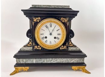 SIGNED VICTORIAN MARBLE MANTEL CLOCK