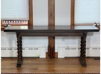 ETHAN ALLEN OAK SERVING TABLE with FLIP TOP