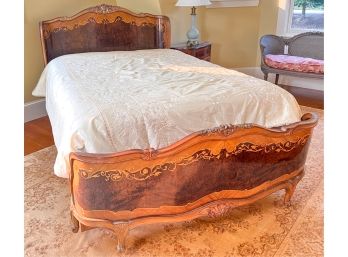 LOUIS XV STYLE INLAID QUEEN SIZE BED