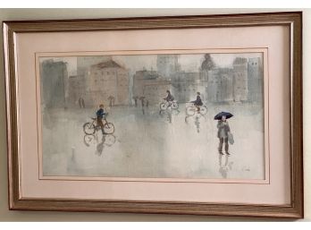 JEAN LAY SAULS (1921-2011) 'DOWNTOWN IN THE RAIN'