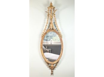 (19th C) ADAMS STYLE GILT WOOD OVAL MIRROR