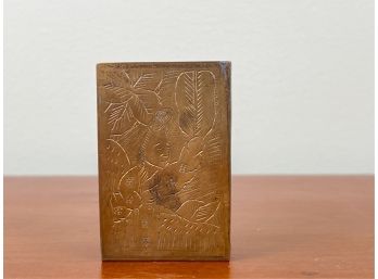 ENGRAVED CHINESE BRASS MATCH BOX