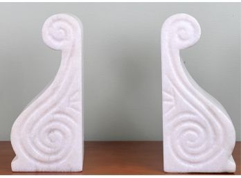 PAIR OF COLUMN FORM MARBLE BOOKENDS